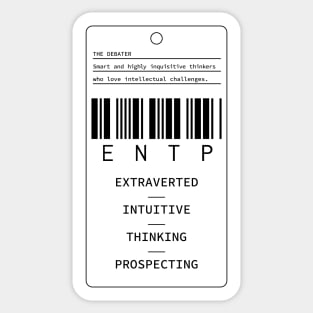 ENTP - The Debater - Extraverted Intuitive Thinking Prospecting Sticker